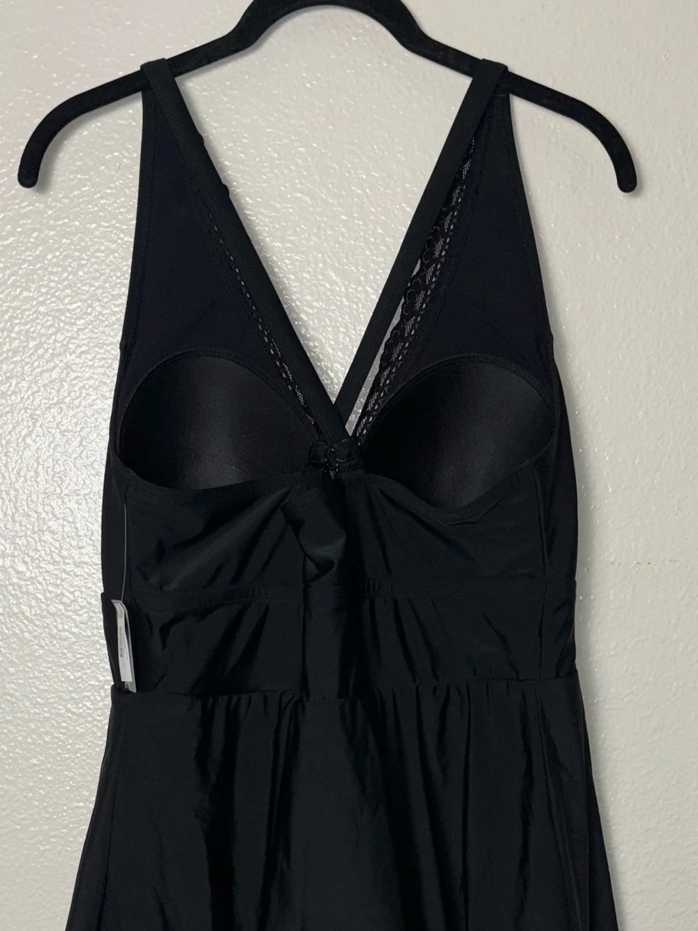 NWT TORRID Wireless Black Swim Dress with Brief woman's size 1X Deep v- neckline - Picture 11 of 16
